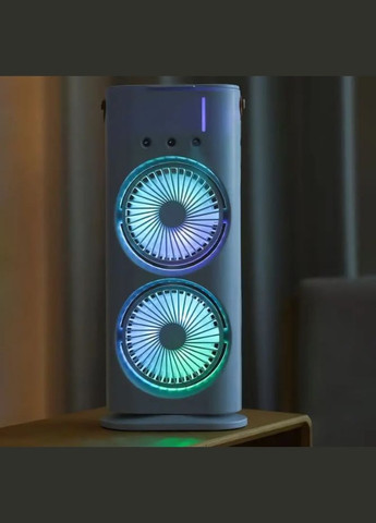 Вентилятор настольный двойной с охлаждением Double-ended Spray Fan LED подсветка Пульт ДК (2104618502) No Brand (325219465)