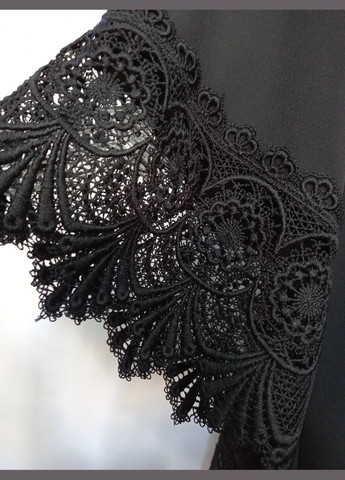 Халатик-туніка Eclips чорний з мереживом С-М EL (368787924)