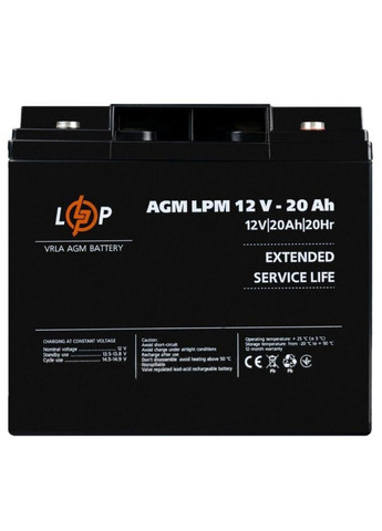 Акумулятор 12 V 20 Ah LPM, кислотний під болтове кріплення М5/Акумуляторна батарея/Акумулятор до джерела AGM (370259601)