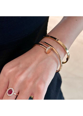 Браслет жіночий із медичної сталі рожеве золото з камінням No Brand (368713770)