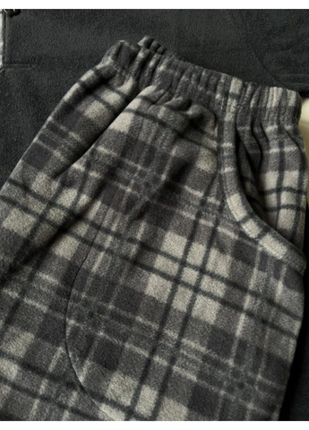 Мужская теплая пижама из флиса полар в клетку графит-греб BOYRAZ (370769262)