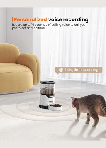 Годівниця для котів і собак автоматична Wopet, 6 л. Wi-Fi, Біла, Amazon, Німеччина No Brand (400404868)