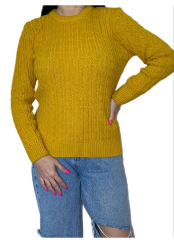 Жовтий демісезонний светр з косами Fashion Club