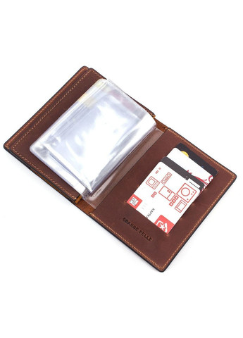 Коричневая кожаная обложка для паспорта с отделением под документы 212123 Grande Pelle (303830589)