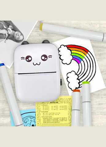 Дитячий міні принтер з набором паперу 2 шт Білий з чорним No Brand (299153194)