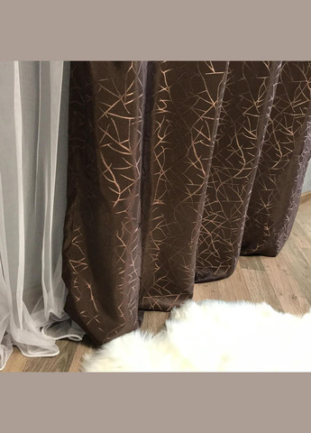 Набір штори для спальні мармурові жакард Коричневий 200x270 см (Е101109B-2) No Brand (306633594)