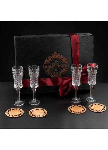 Набір 4 келихи Diamond 120 мл для шампанського та костери Bohemia (364550575)