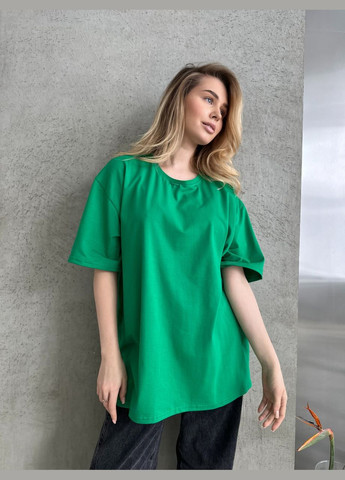Зелена жіноча базова футболка колір зелений р.42/46 452427 New Trend