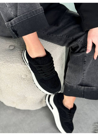 Комфортные женские кроссовки No Brand чёрные зима (367684601)