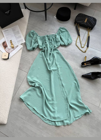 Фісташкова святковий, повсякденний, вечірня жіноча фісташкова сукня міді No Brand однотонна