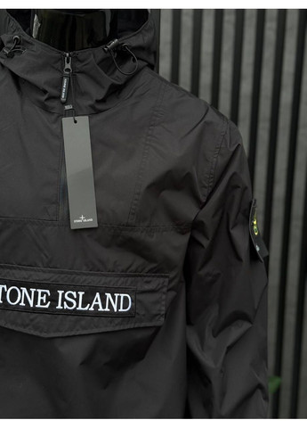 Черная демисезонная мужская спортивная куртка ветровка Stone Island