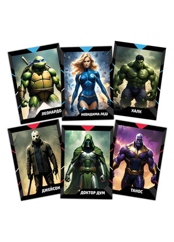 Карточная игра "Битва комиксов" PLR-0016, 18 карт ролей, 10 карт экипировки Flixplay (306815251)