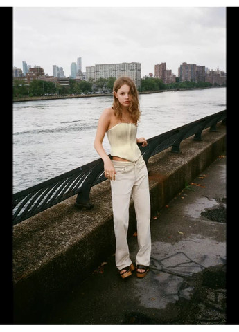 Джинси бежеві прямі рівні Zara - (361080886)