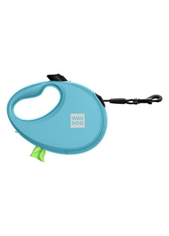 Повідець-рулетка для собак R-leash з контейнером для пакетів, світловідбивна стрічка, L, до 40 кг, 5 м, блакитний WAUDOG (322642988)