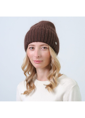 Шапка біні жіноча ангора коричнева MEGAIN LuckyLOOK 847-699 (350197129)