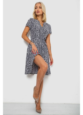 Черное платье софт с принтом, 230r0032-4 Ager