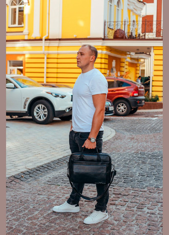 Кожаная мужская черная сумка для документов No Brand (314455109)