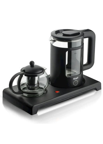 Скляний чайник на підставці зі скляним заварником на 1.8 л та 0.6 л 1500Вт RAF R-7855 Domotec (363833263)