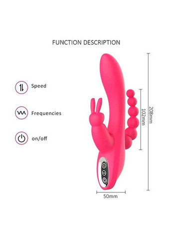 Вагінально-анальний вібратор Super Rebbit 3в1 із 12 режимів вібрації кольору фуксія. Вібратор кролик 3 в 1 China (360603844)
