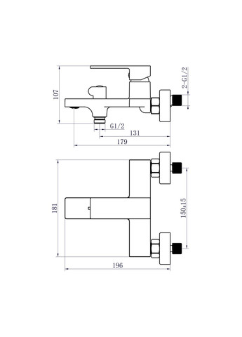 Смеситель для ванны Gemini (с душевым гарнитуром) QTGEM259GMB45684 Gunmetal Black PVD Qtap (322069713)