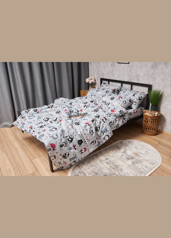 Комплект постільної білизни Бязь Gold Люкс «» полуторний євро 160х220 наволочки 2х50х70 (MS-820005481) Moon&Star Owls Gray (296909885)