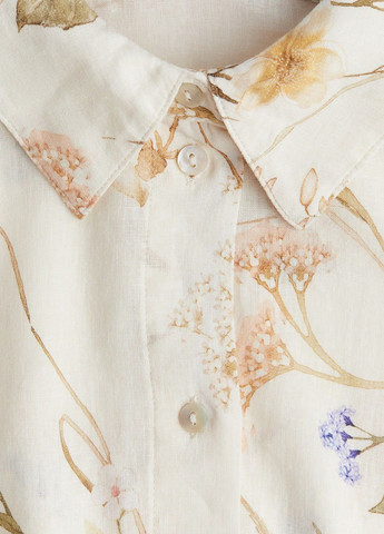 Светло-бежевая праздничный рубашка с цветами H&M