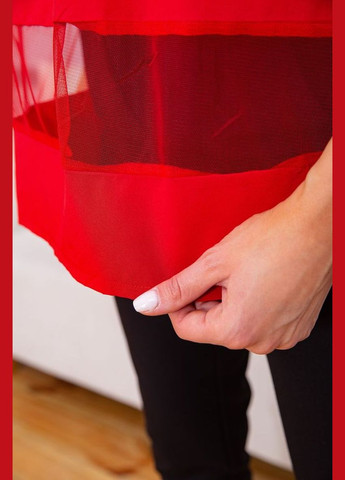 Червона літня шифонова блуза, з сіткою червоного кольору, Ager