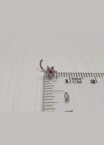 Срібна сережка-пірсинг в ніс з фіанітами. 8182434Р Рожевий світлий Астор (269713510)