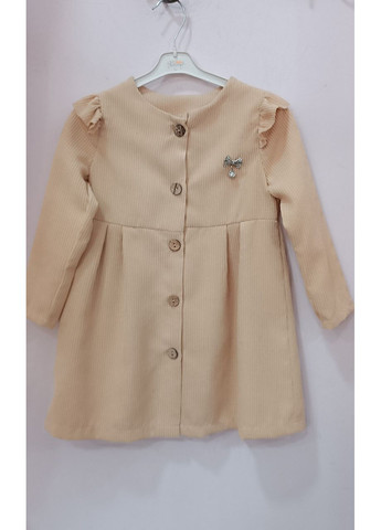 Бежевое вельветовое платье с брошью No Brand (372796137)