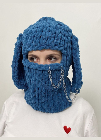 Alize в'язана балаклава шапка puffy петроль ( ), з вухами зайця та ланцюжком (14505632) синій виробництво - Туреччина