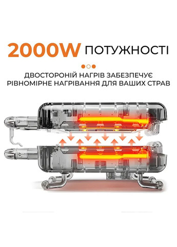 Контактний гриль 2000 Вт електрогриль для приготування м'яса та овочів з антипригарним покриттям ProDobro (364190720)