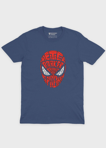 Темно-синяя демисезонная футболка для мальчика с принтом супергероя - человек-паук (ts001-1-nav-006-014-114-b) Modno