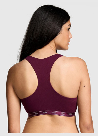 Бордовый демисезонный комплект белья хлопок топ+трусики хипхагер бордо Victoria's Secret комплект