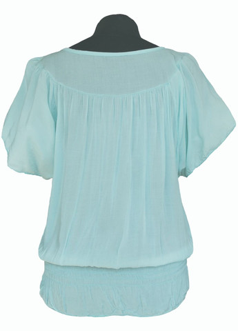 Мятная летняя блузка женская летняя вискозная с коротким рукавом и кружевом мята No Brand