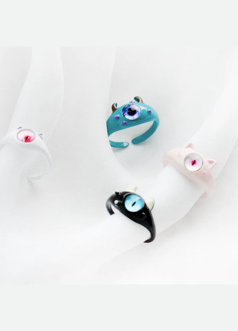 Набір з трьох колечок мультяшні вінтажні кавай котик і фентезі монстрики з очами аніме кокетт indiekid корейський харадзюку альт No Brand (314692846)