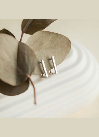 Комплект срібний Грані сережки пусети та кольє прямокутний підвіс на лацюжку Каштан (342334822)