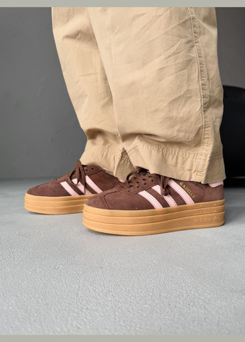 Кроссовки женские Adidas Gazelle Bold Platform Brown Pink | Адидас Газель коричневые No Brand коричневые демисезоны (340055386)