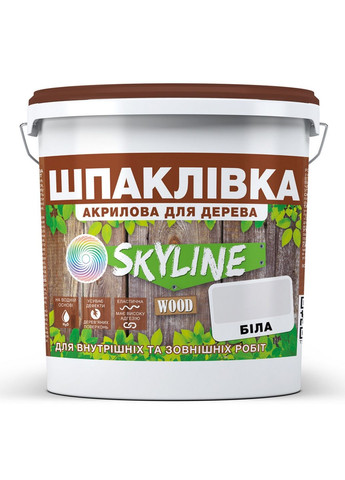 Шпаклівка для Дерева готова до застосування акрилу Wood Білий 7 кг SkyLine (283327520)