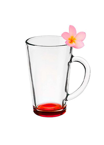 Чашка с красным дном прозрачная стеклянная 300 мл 71573 No Brand (276533720)