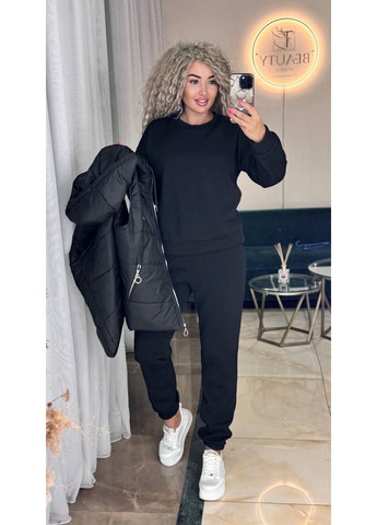 Костюм тройка трехнитка и плащевка, жилетка, штаны и кофта с капюшоном. Україна (360542685)