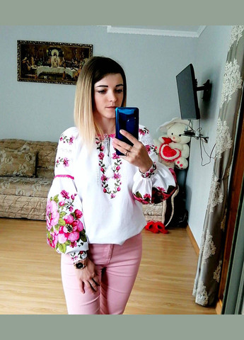 Біла жіноча вишиванка "смак життя" (347625310)