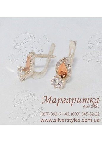 Серебряные серьги с золотыми вставками Silver Style (367112590)