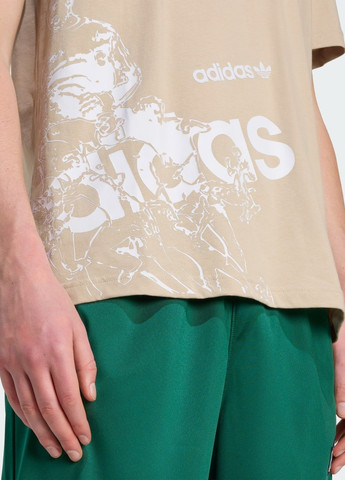 Бежевая футболка trefoil series loose adidas