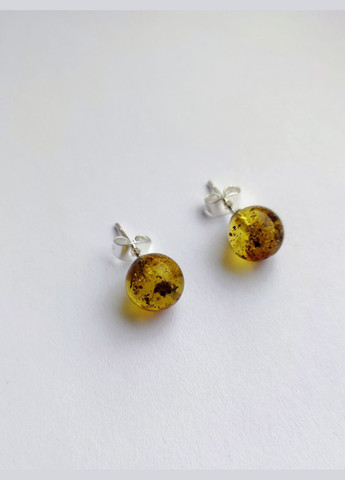 Сережки 2554 "гвоздики" з натурального бурштину з вкрапленнями срібло MINOV (311310507)