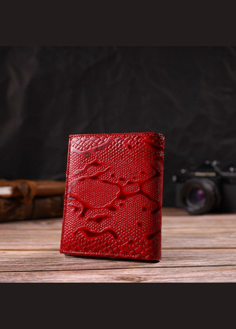 Чудовий гаманець для жінок середнього розміру з натуральної шкіри з тисненням під рептилію 21818 Червоний Canpellini (298570632)