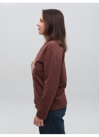 Жіночий лонгслів коричневий вільний з принтом X-trap (369668911)