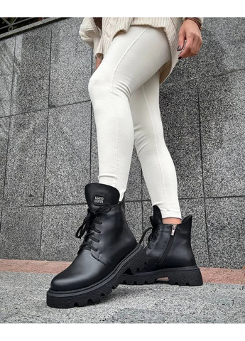 Зимние зимние кожаные ботинки, зимние ботинки кожаные, кожаные ботинки на зиму код 25643 берцы Garti с логотипом, без декора