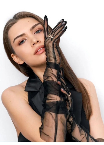 Рукавиці Естетика жіночі декоративні напівпрозорі довгі No Brand Рукавиці довгі класичні білі (350669244)