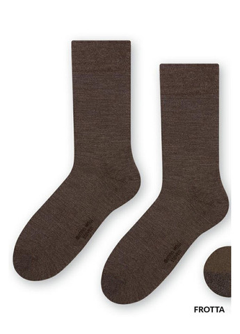 Коричневые носки высокие полумахровые из мериносовой шерсти 130 merino wool frotte Steven (349500930)