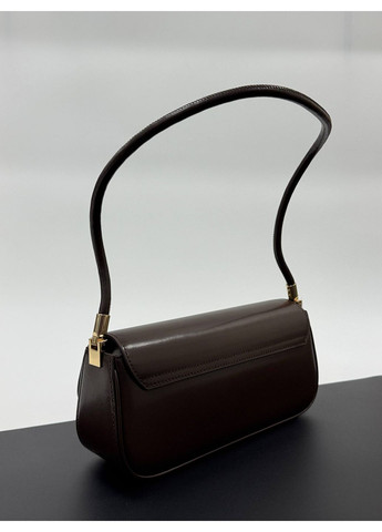 Жіноча сумка-багет з натуральної шкіри, шоколадна, із золотою фурнітурою Lonza (366290195)